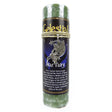 Green pillar candle with writing 