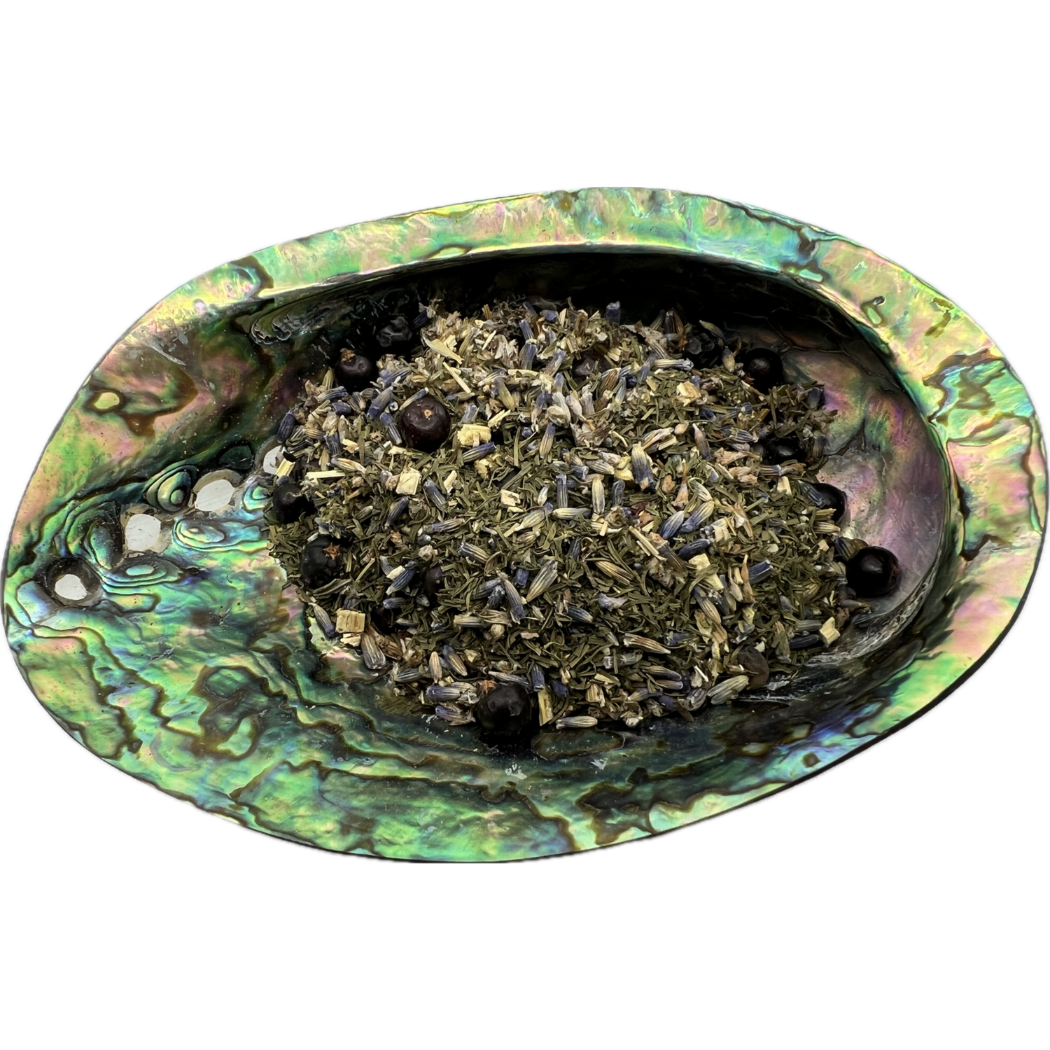 3rd Eye Chakra Herb Mix Bag - Mixed herbs for 3rd eye chakra place on a colorful shell