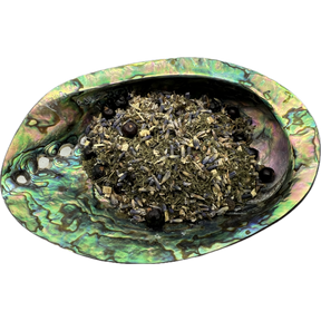 3rd Eye Chakra Herb Mix Bag - Mixed herbs for 3rd eye chakra place on a colorful shell