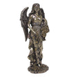 Statue of an angel holding grapes on a white background