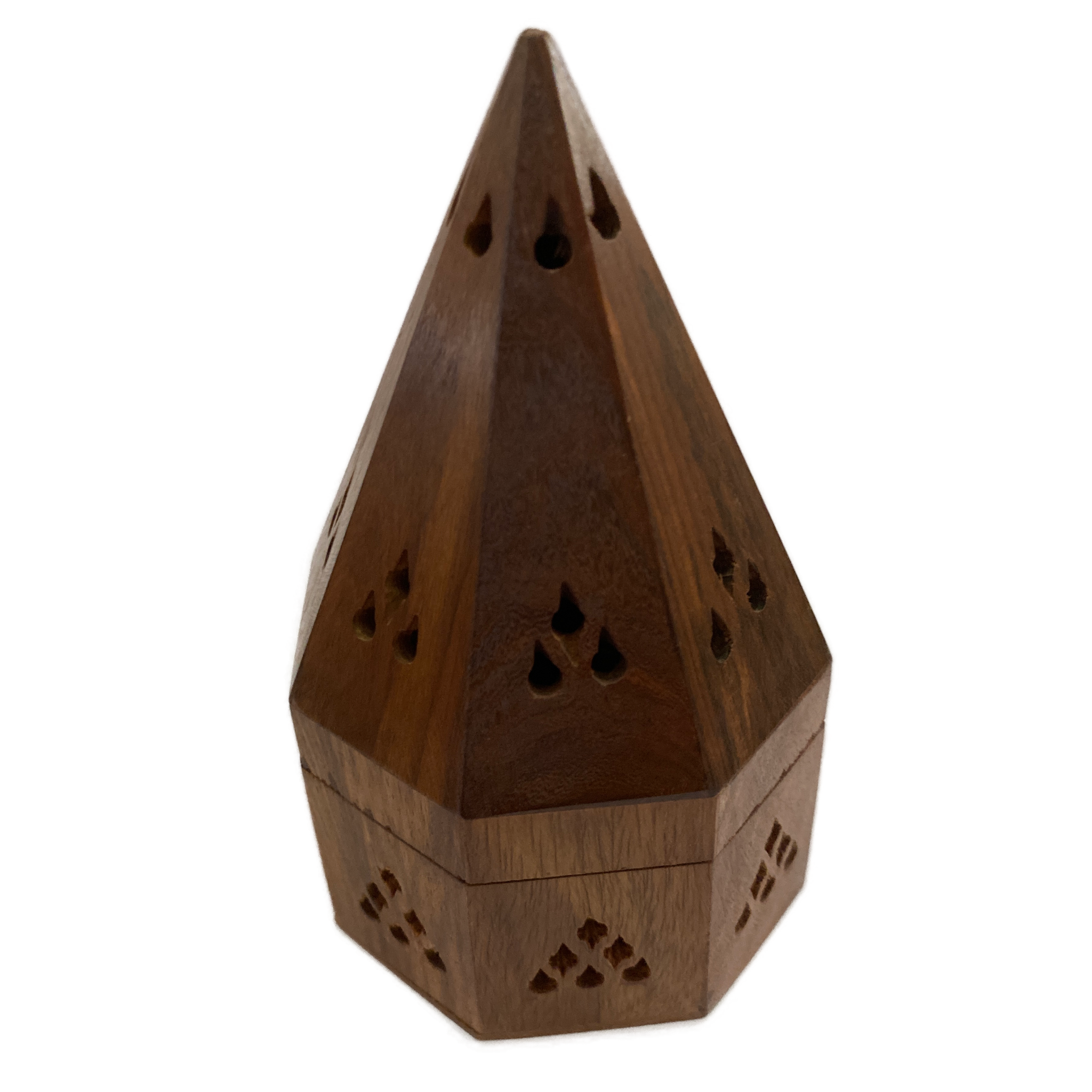 8 sided wooden burner with. cone shaped top 