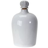 A glossy white ceramic bottle with a ribbed screw-top lid, shown against a plain white background.