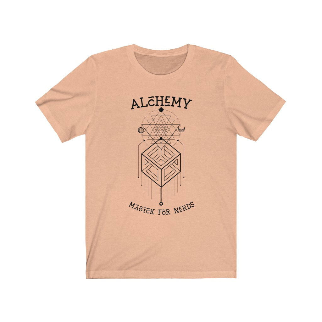 Alchemy Short Sleeve Tee - #colour_peach Alchemy. Bring inspiration and empowerment to your wardrobe with this alchemy t-shirt in peach color or give it as a fun gift. From merkabasolshop.com