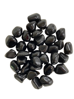 Apache Tear Tumbled - Smith polished tumbled crystals that look dark brown or black but are translucent 
