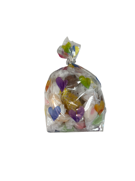 Assorted Salt Water Bulk - Transparent bag filled with colorful taffy 