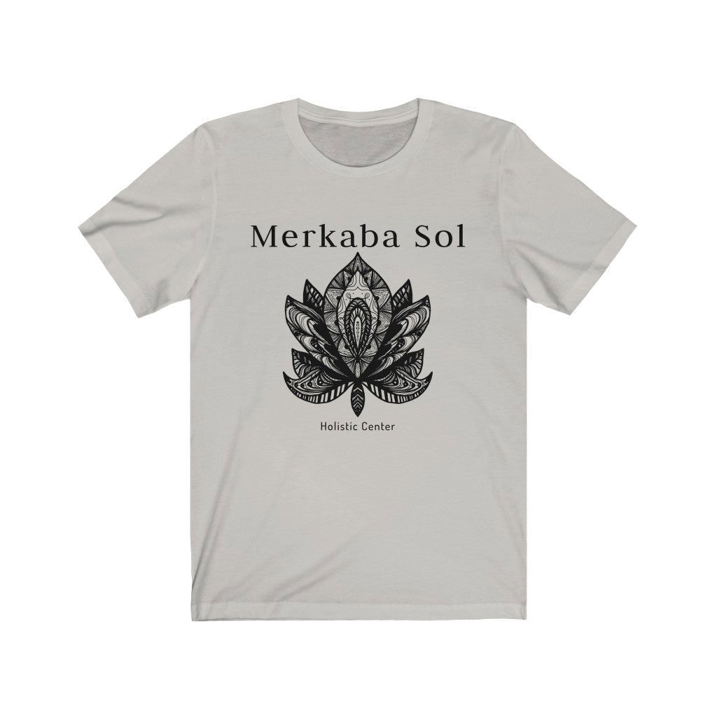 Black Lotus Short Sleeve Tee - Black Lotus recreated in a unique drawing. Bring inspiration and empowerment to your wardrobe with this Black Lotus t-shirt in silver color or give it as a fun gift. From merkabasolshop.com