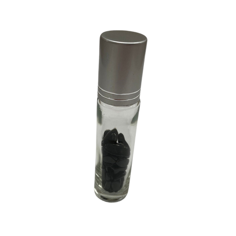 Black Obsidian Crystal Chip Oil Roller Bottle - #original_alt_text#