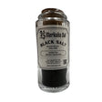 Black Salt - Tall glass jar with cork top, white label 