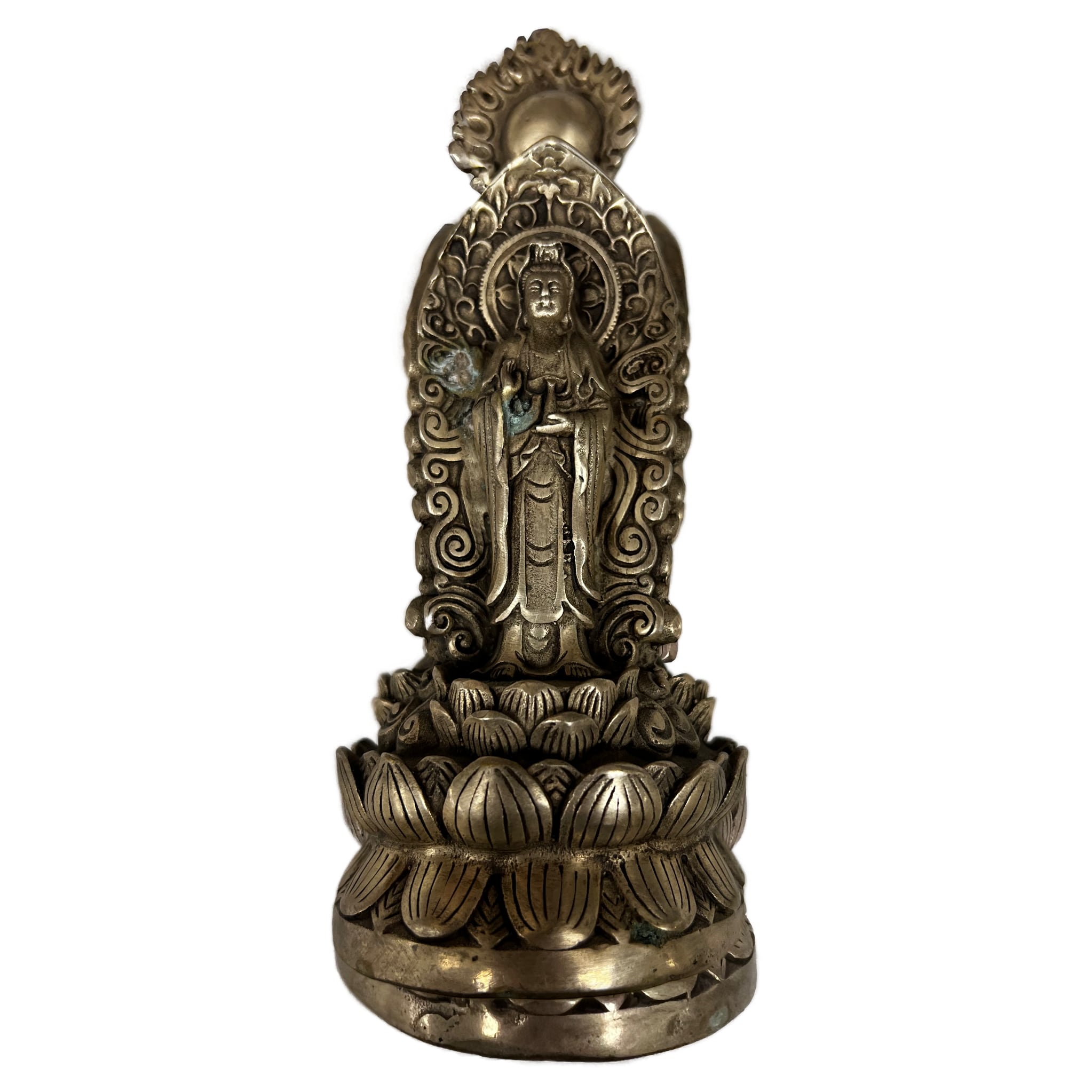 Buddha Standing Silver Statue Hindu md