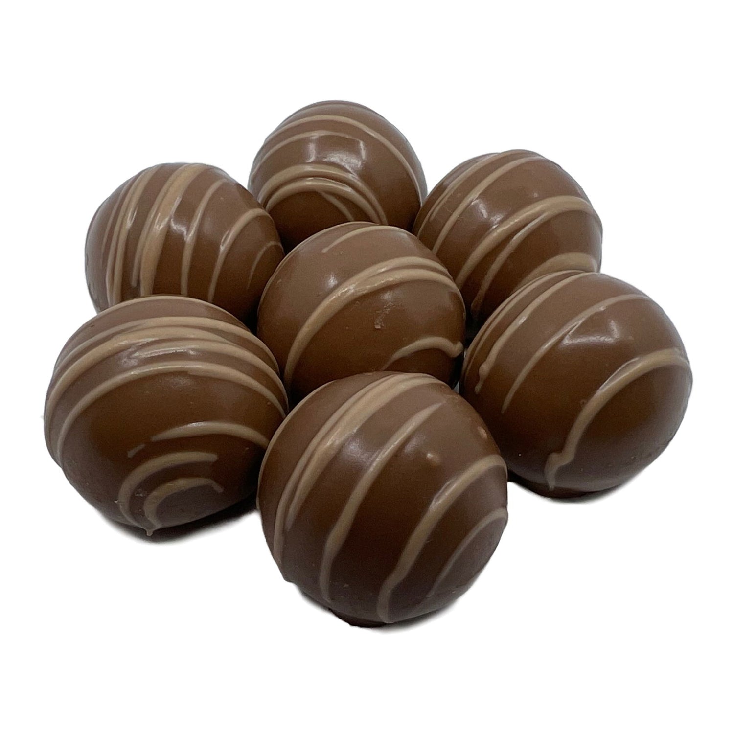 Butter Pecan Milk Chocolate Truffle - Butter Pecan Milk Chocolate Truffle.  Round milk chocolate ball with tan icing.