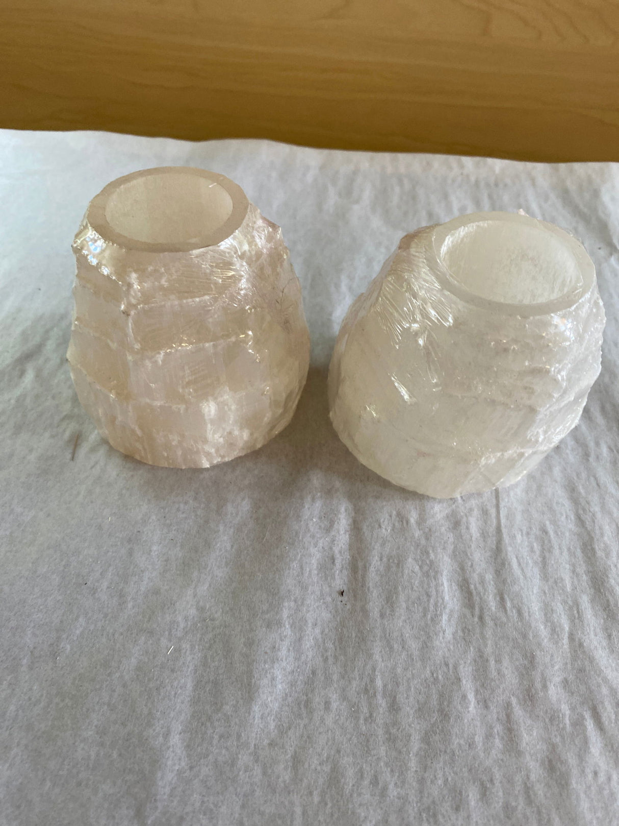 Carved Selenite T-Lite Candle Holder - 