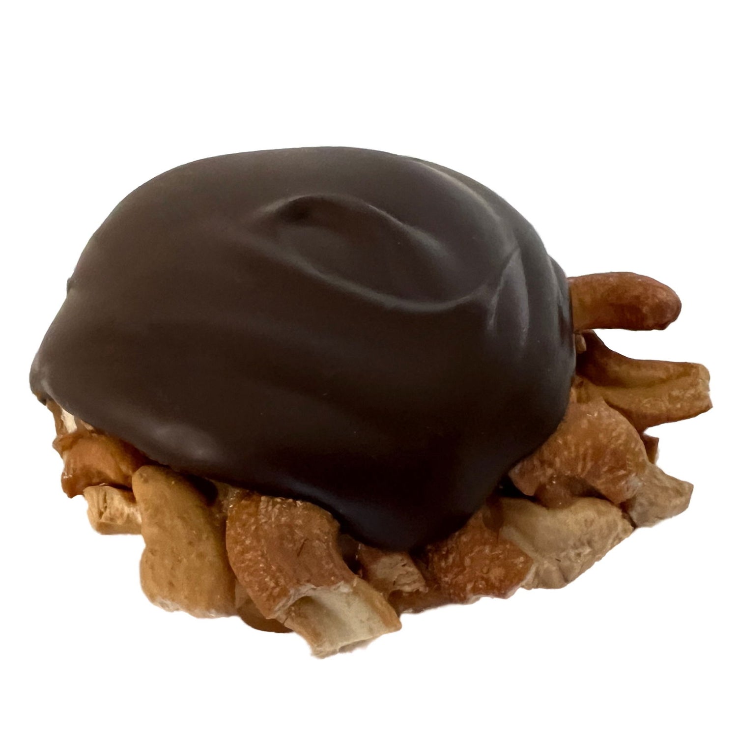 Cashew Caramel Turtle Dark Chocolate - Round flat Cashew nuts topped with caramel and dark chocolate