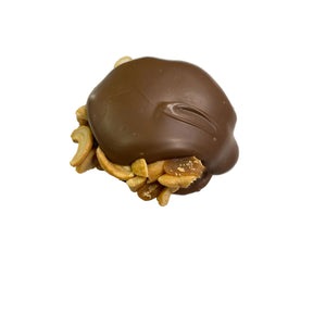 Cashew Caramel Turtle Milk Chocolate - large round mix of milk chocolate cashew nuts and caramel 