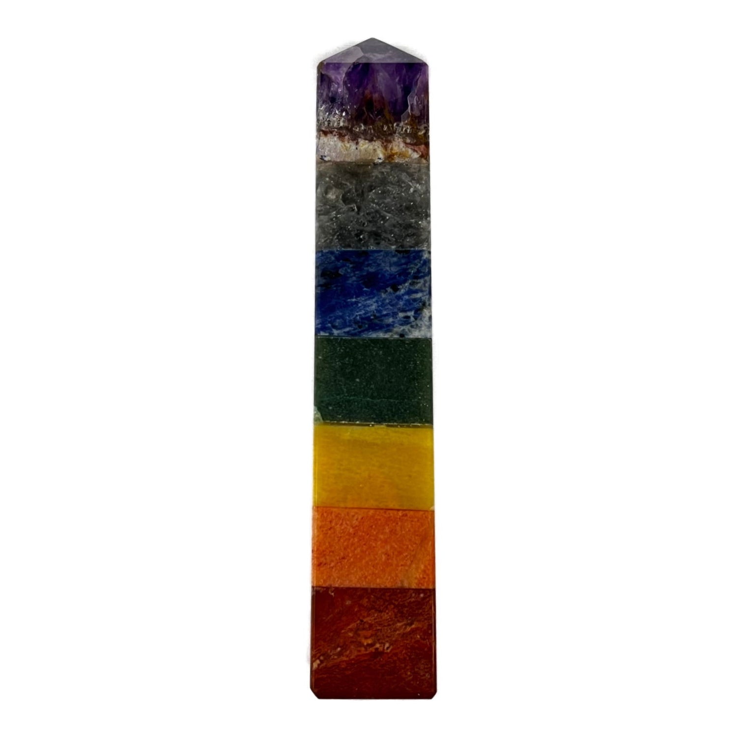 Chakra Crystal Tower md -  Chakra stone tower in 7 colors of the chakras