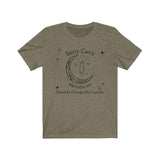 Charge Crystals Short Sleeve Tee - Sorry can't, need to charge my crystals. Bring inspiration and empowerment to your wardrobe with this Charge Crystals t-shirt in olive color or give it as a fun gift. From merkabasolshop.com