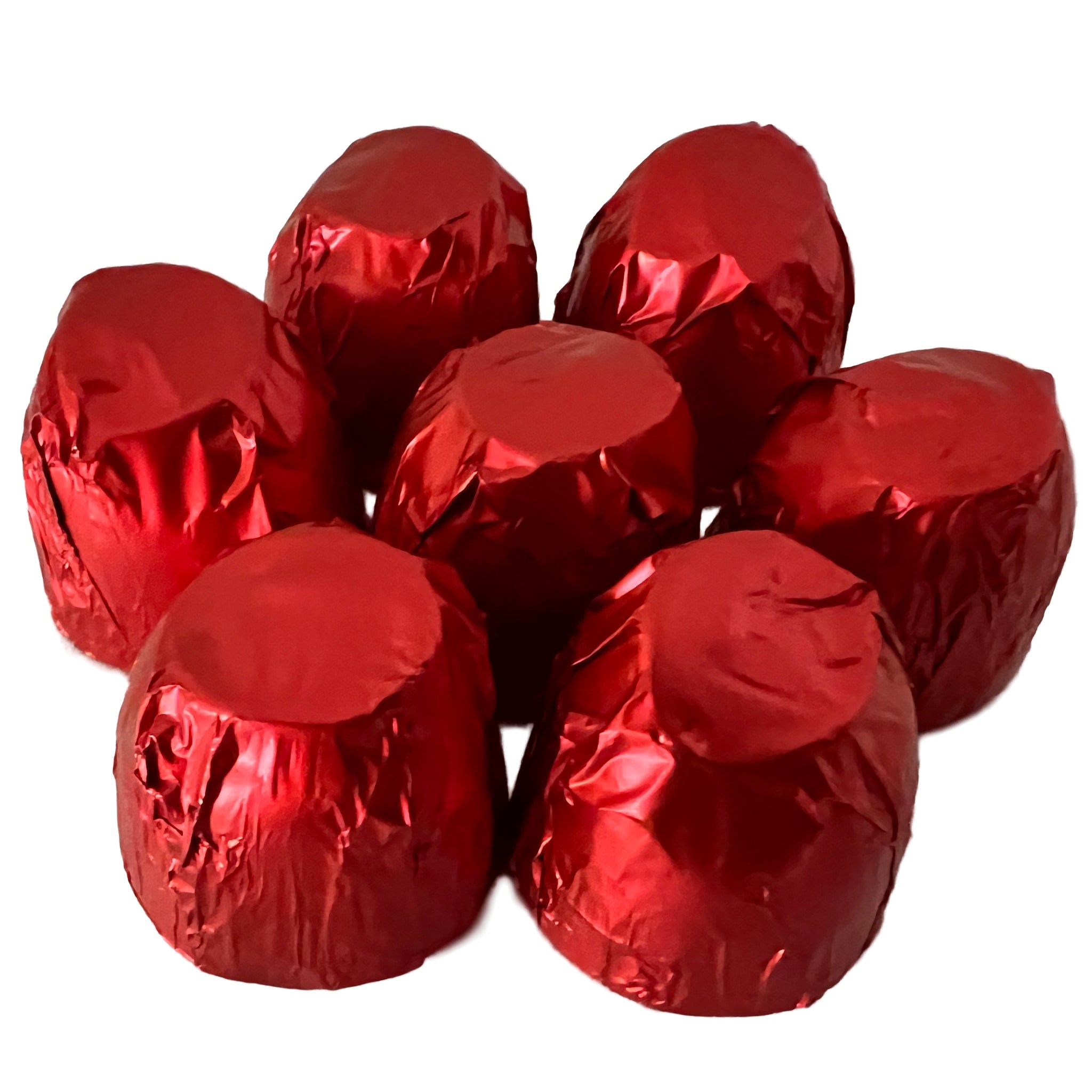 Cherry Cordial Milk Chocolate.  Red foil covered milk chocolate with a cherry and liquid fondant in the center. 