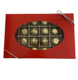 Cherry Cordial Dark Chocolate lg - red box with transparent window 

