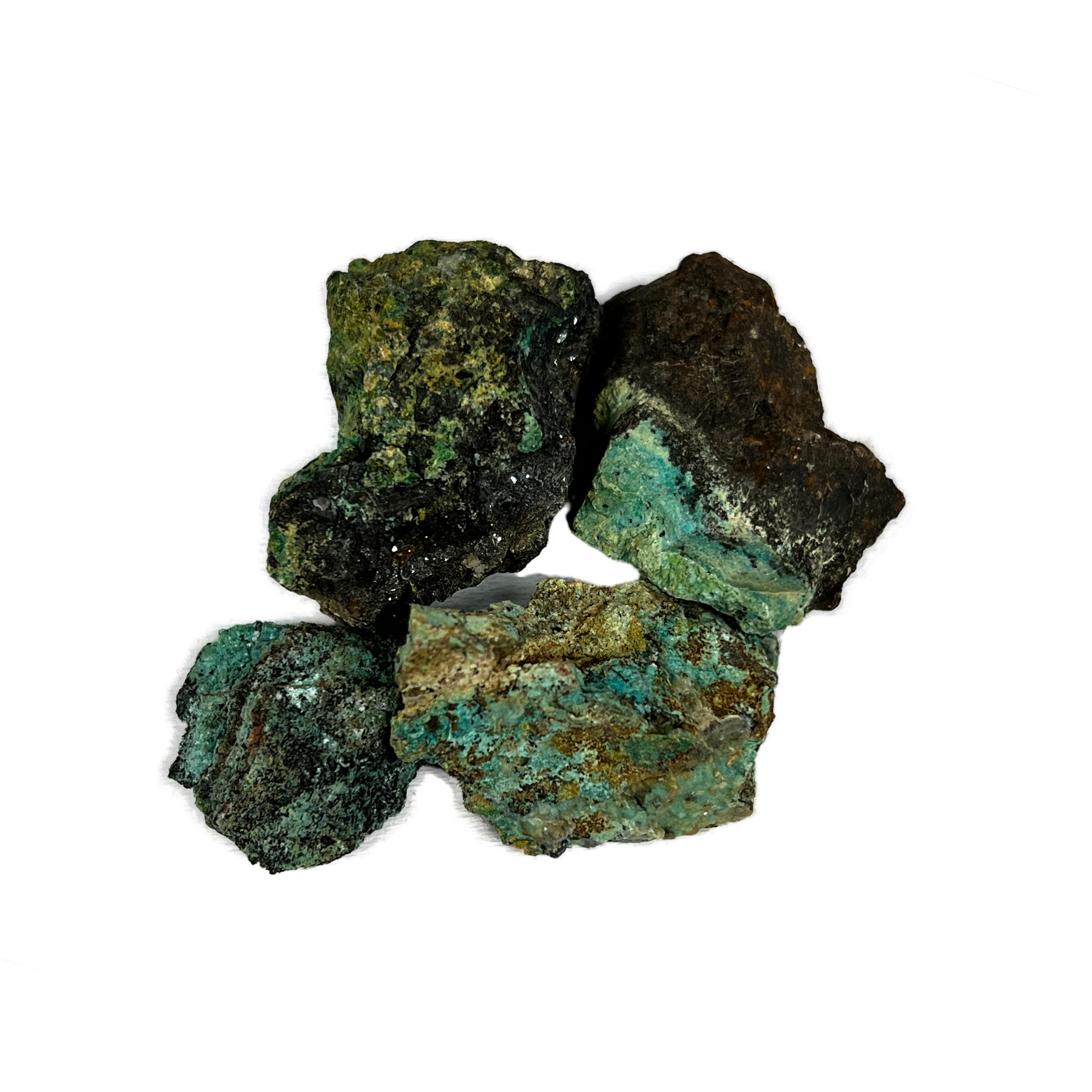 turquoise green and blue rough stones 