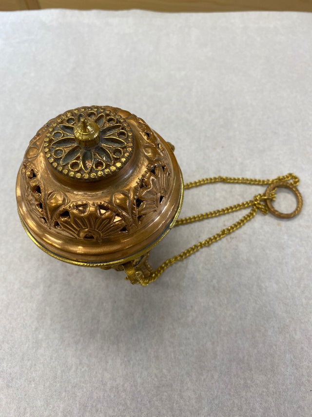 Copper Hanging Charcoal Resin Incense Burner - 