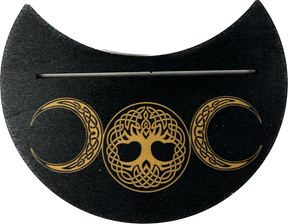 Crescent Moon Tarot Card Stand with Triple Moon & Tree of Life - 