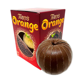 Red box with image of dark chocolate orange ball 