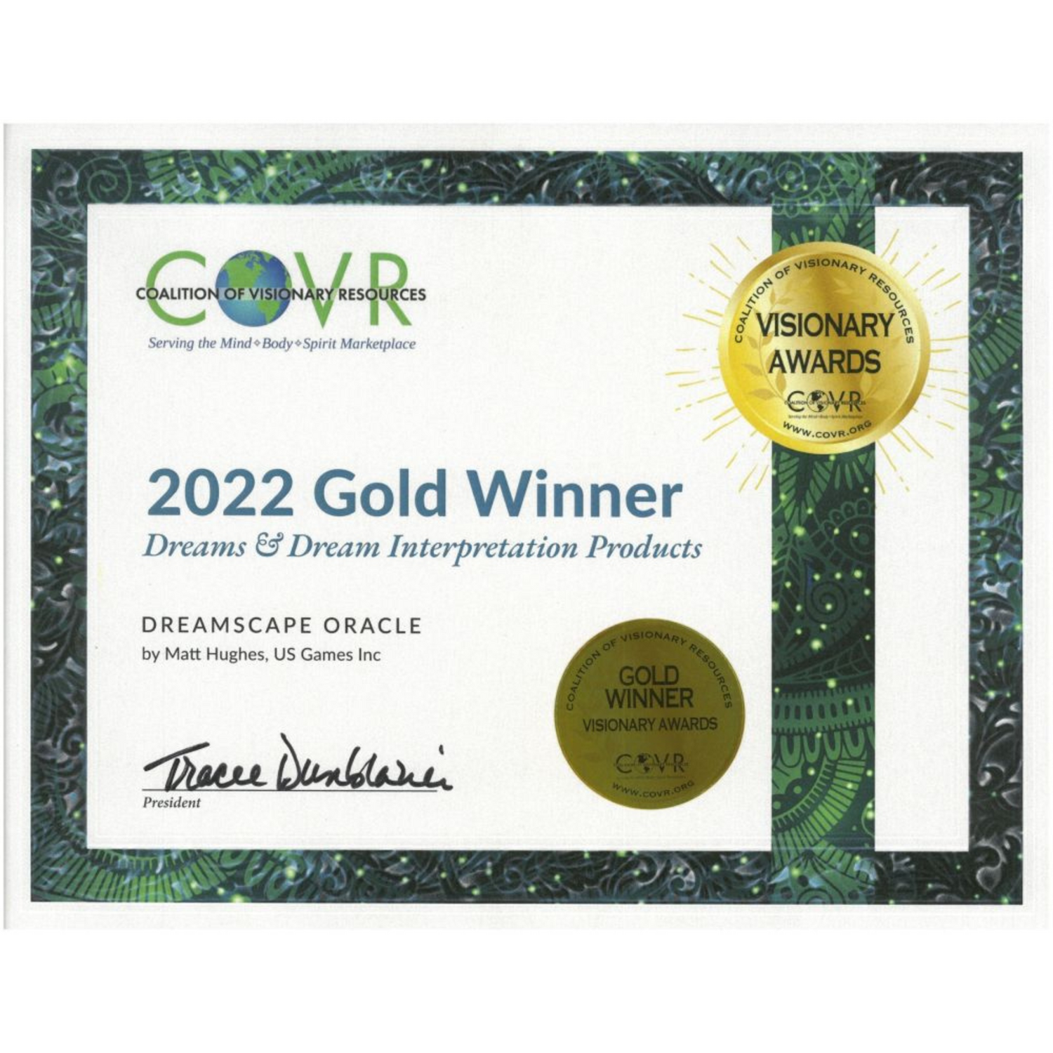 Dreamscape Oracle - Dreamscape Oracle COVR Award Certificate
