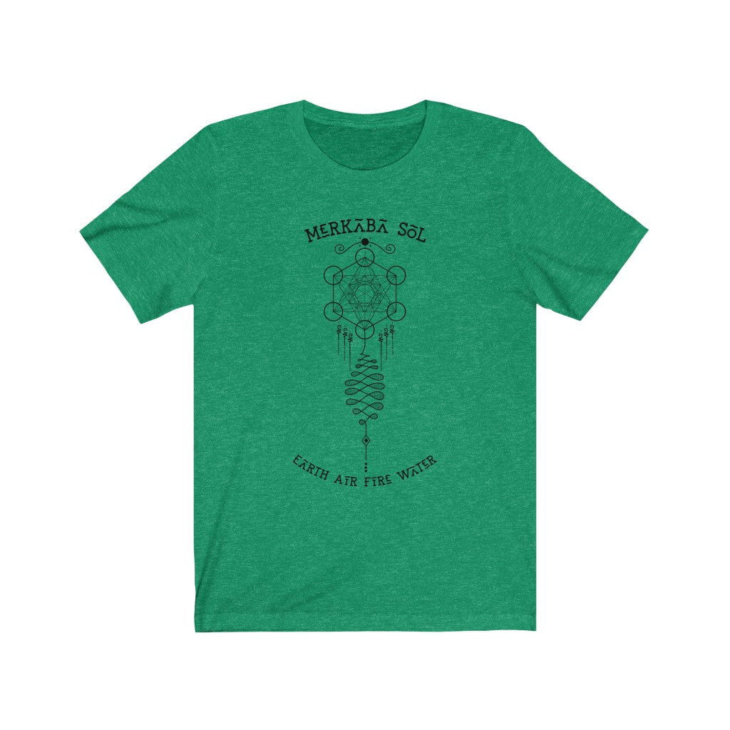 Earth Air Wind Fire Short Sleeve Tee - Earth Air Wind Fire. Bring inspiration and empowerment to your wardrobe with this earth air wind fire t-shirt in kelly green color or give it as a fun gift. From merkabasolshop.com