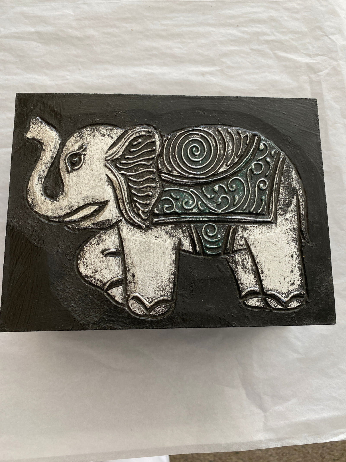 Elephant Box Wood Painted - 