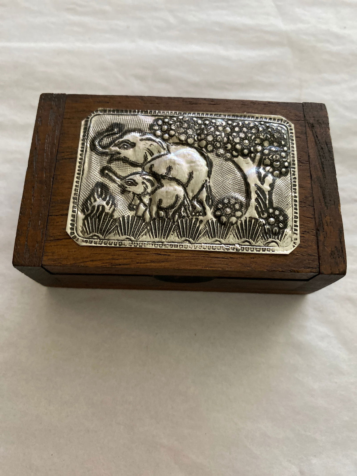 Elephants Metal Wood Box sm - 