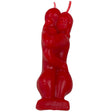 Red candle shaped like two embracing figures.