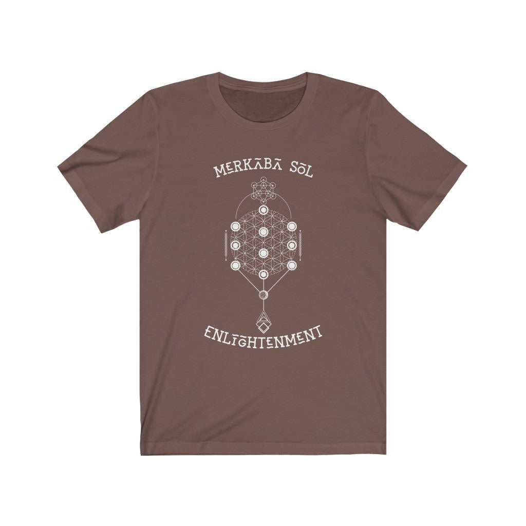 Enlightenment Merkaba Sol Short Sleeve Tee - Merkaba Sol Enlightenment. Bring inspiration and empowerment to your wardrobe with this enlightenment t-shirt in brown color or give it as a fun gift. From merkabasolshop.com