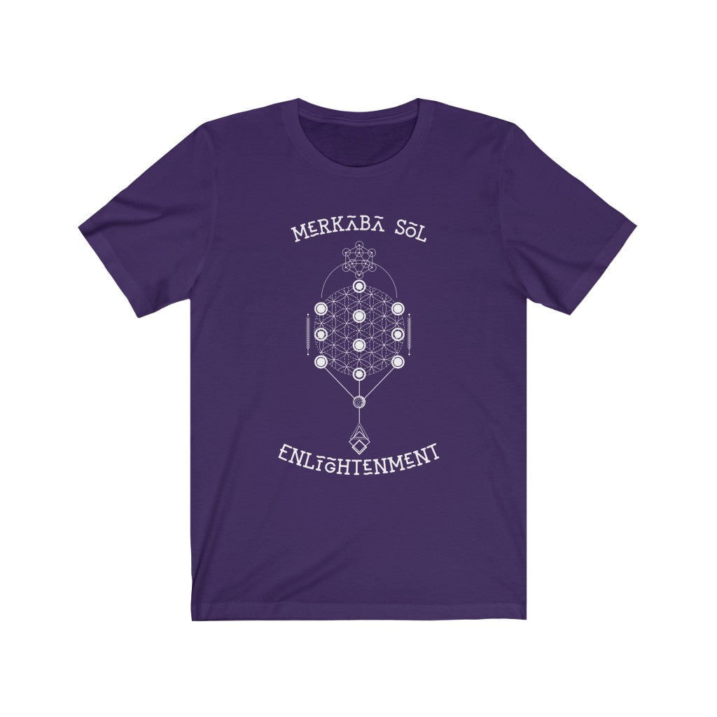 Enlightenment Merkaba Sol Short Sleeve Tee - Merkaba Sol Enlightenment. Bring inspiration and empowerment to your wardrobe with this enlightenment t-shirt in purple color or give it as a fun gift. From merkabasolshop.com