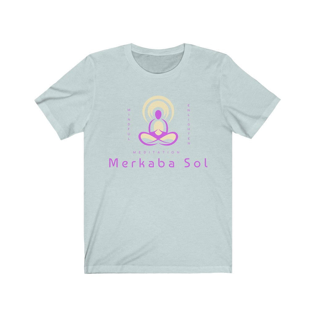 Enlightenment Short Sleeve Tee - Mind, enlightenment, meditation. Bring inspiration and empowerment to your wardrobe with this Enlightenment t-shirt in heather ice blue color or give it as a fun gift. From merkabasolshop.com