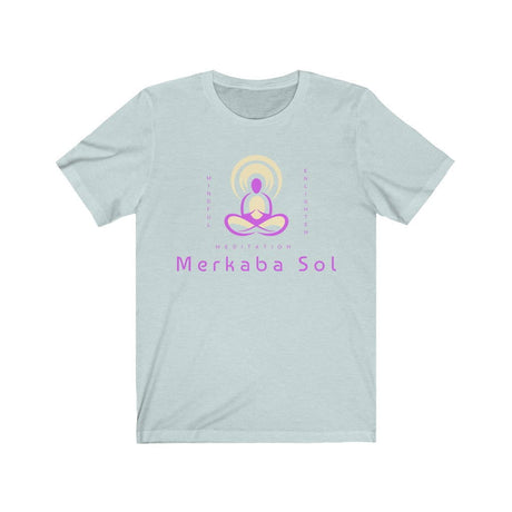 Enlightenment Short Sleeve Tee - Mind, enlightenment, meditation. Bring inspiration and empowerment to your wardrobe with this Enlightenment t-shirt in heather ice blue color or give it as a fun gift. From merkabasolshop.com