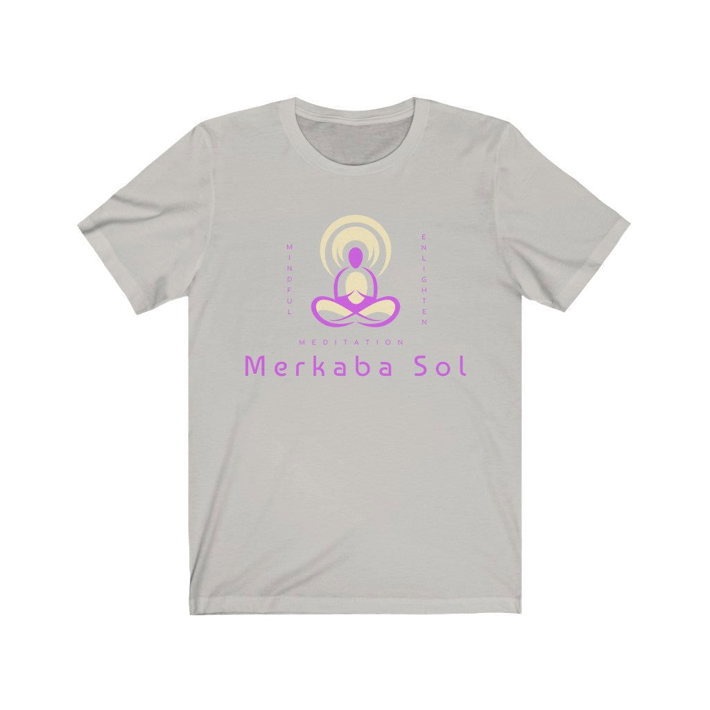 Enlightenment Short Sleeve Tee - Mind, enlightenment, meditation. Bring inspiration and empowerment to your wardrobe with this Enlightenment t-shirt in silver color or give it as a fun gift. From merkabasolshop.com