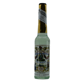 Florida Water Cologne -  cylindrical glass bottle with a slender neck with gold wrap