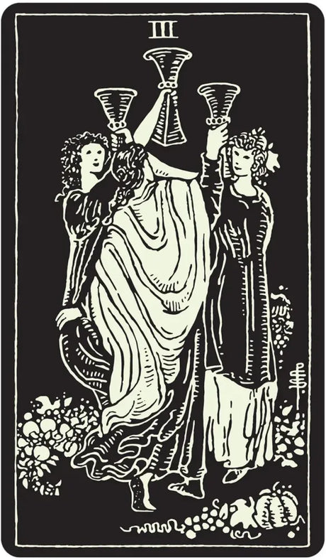 Glow in the Dark Tarot Deck - 3 of Cups