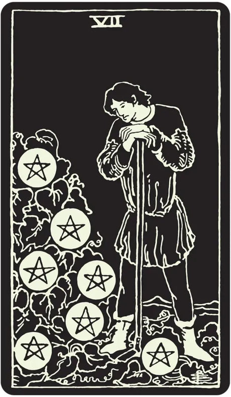 Glow in the Dark Tarot Deck - 7 of Pentacles 