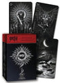 Goetia: Tarot in Darkness - Black box with silver writing, 3 cards surrounding box