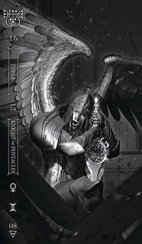 Goetia: Tarot in Darkness - Black card picture of angle warrior 