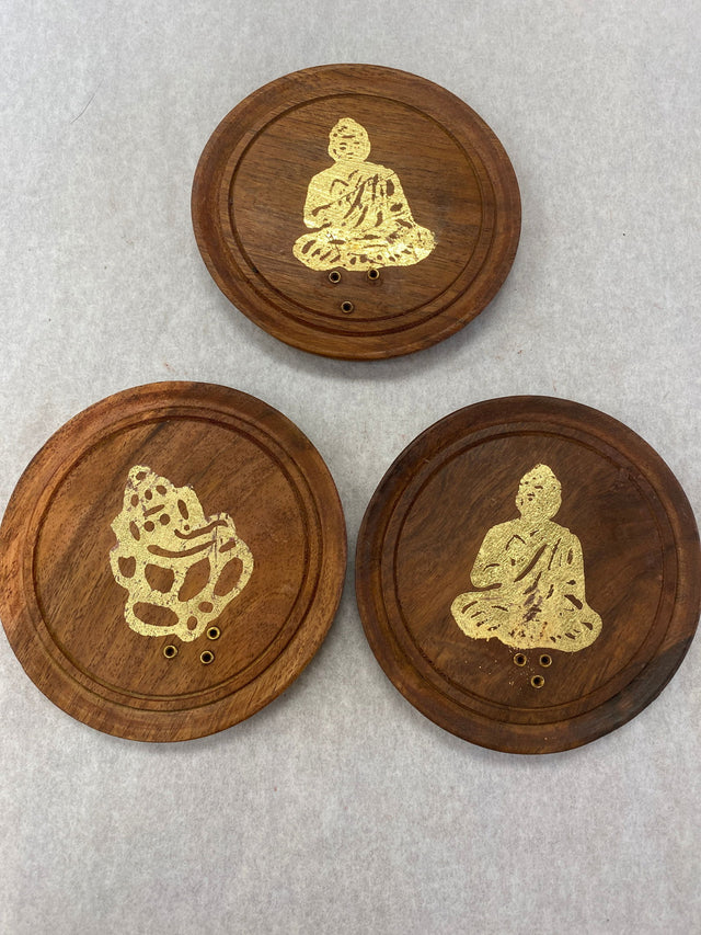 Gold Print Wood Incense Burner - 