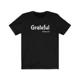 Grateful Short Sleeve Tee - Share how grateful you are with this t-shirt. Bring inspiration and empowerment to your wardrobe with this Grateful t-shirt in black color or give it as a fun gift. From merkabasolshop.com