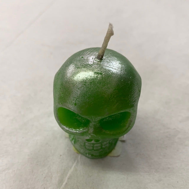Green Skull Votive Silver Washed Candle - 