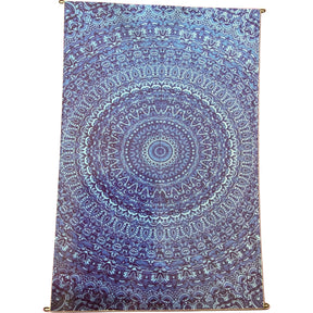 Hamsa Hand Blue Tapestry - Blue mandala tapestry with intricate details.
