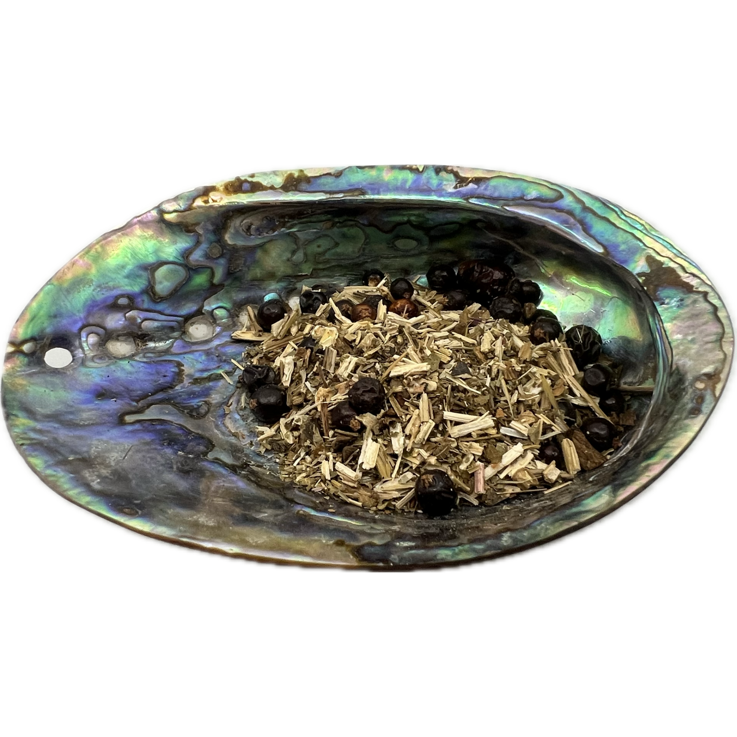 Healing Herb Mix Bag - Dried mixed herbs called Healing Herb Mix placed on a colorful shell bowl