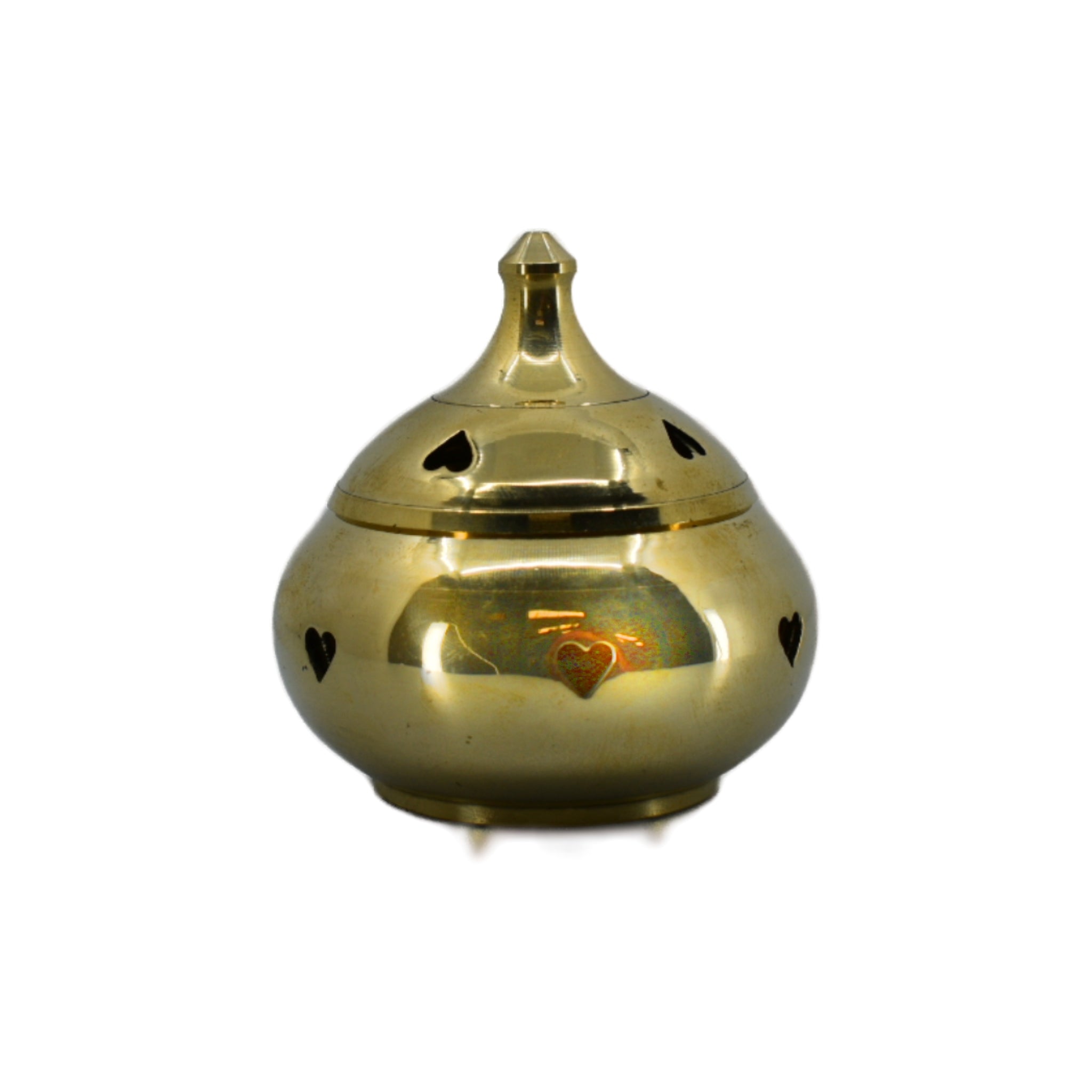 3&quot; Heart Brass Cone Incense Burner