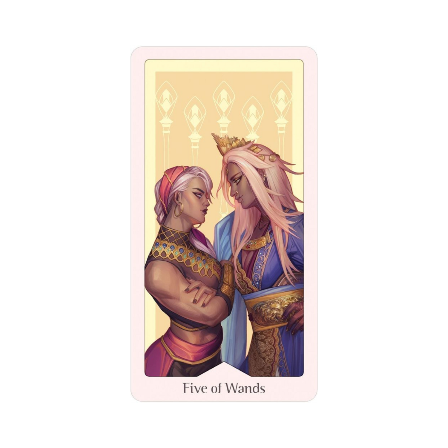 Heavenly Bloom Tarot - Heavenly Bloom Tarot Card -  Five of Wands