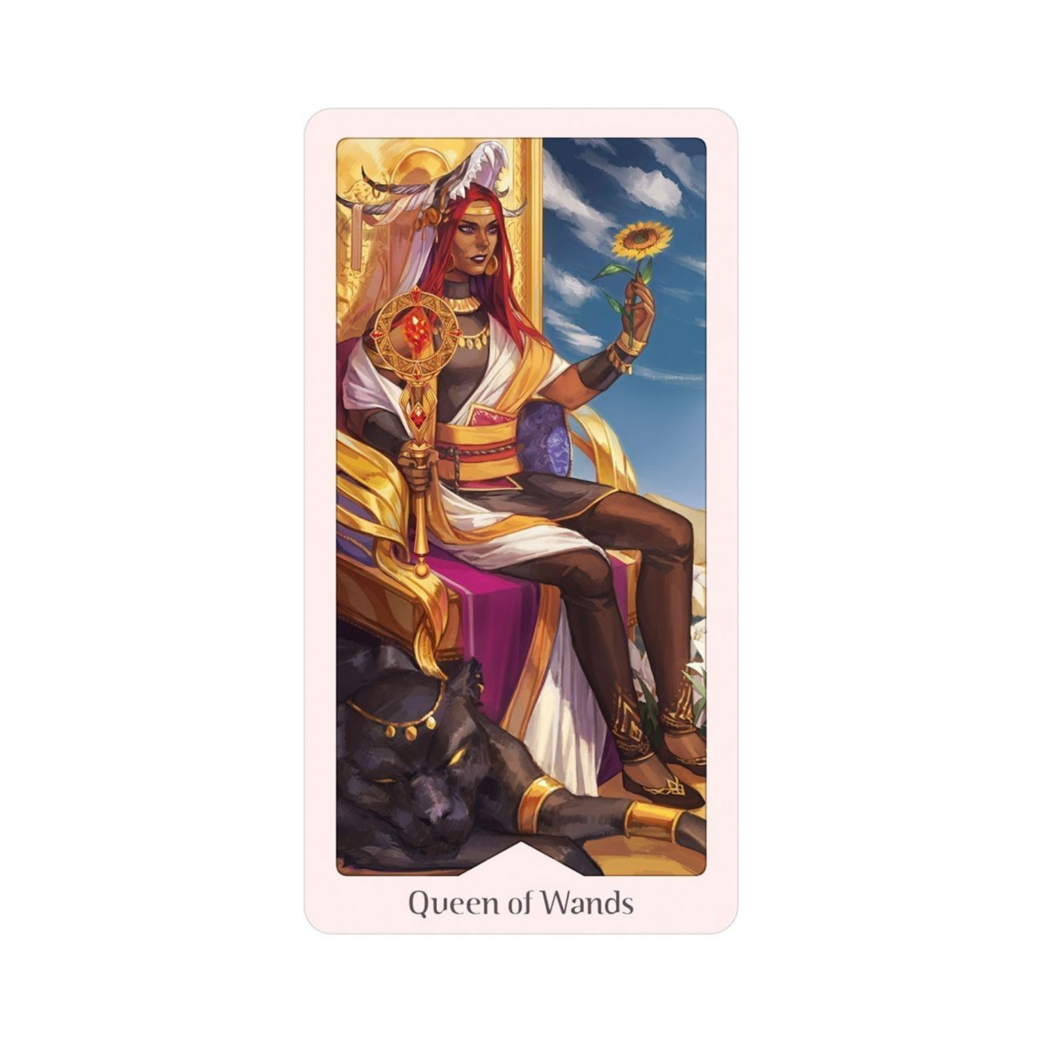Heavenly Bloom Tarot - Heavenly Bloom Tarot Card -  Queen of Wands