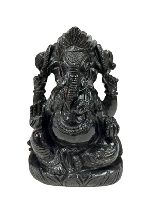 silvery black Ganesh statute of seated 