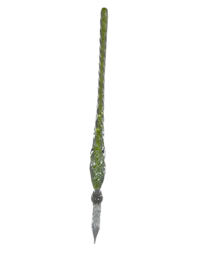 Thin glass pen with an olive core 